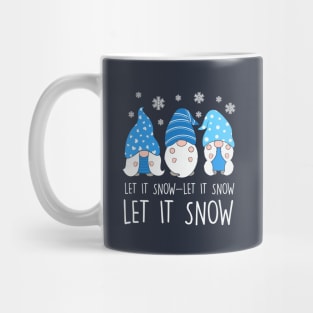 Blue and White Let It Snow Gnomes Mug
